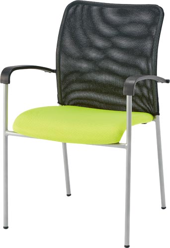 メッシュミーティング用チェア 肘付 グリーン
