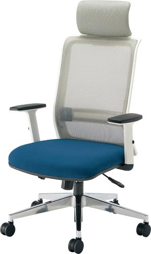 エントリーホワイトアルミ脚肘ヘッド付ブルー4脚以上