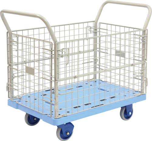 静音樹脂台車 金網付 耐荷重300kg