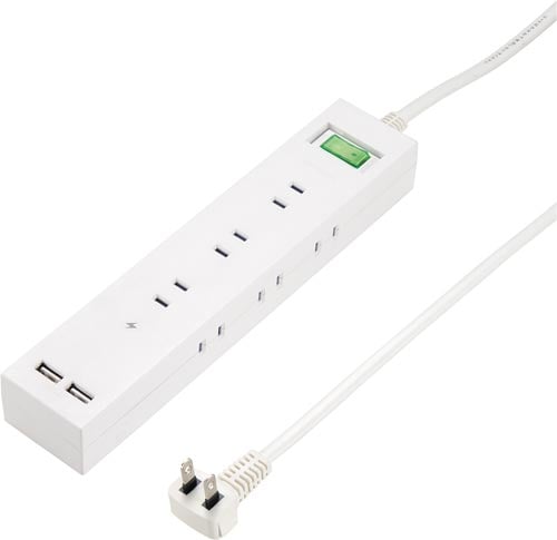 3方向から挿せる9個口USBタップ ホワイト