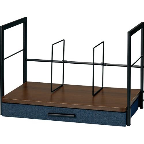 PC・デバイス収納付ブックスタンド 濃茶