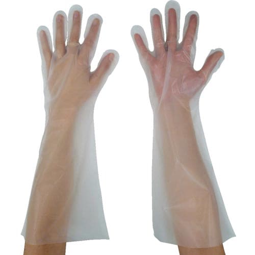 エンボス手袋ロング五本絞り クリア