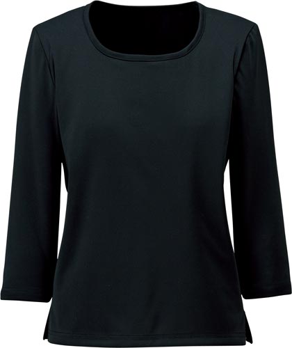 ラウンド七分袖ニット BCK7103ブラック17号