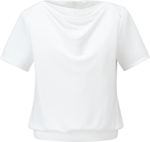 ドレープ半袖ニット BCK7301 ホワイト17号