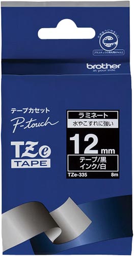 ピータッチTZeテープ 黒 白文字 12mm幅