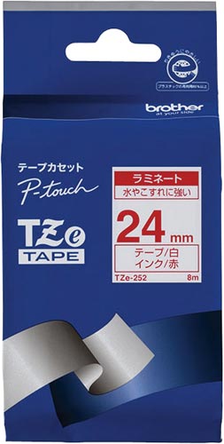 ピータッチTZeテープ 白 赤文字 24mm幅