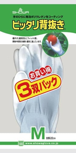 ピッタリ背抜き M ブルー 3双パック