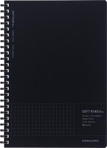 ソフトリングノートBiz方眼罫50枚A5黒×5