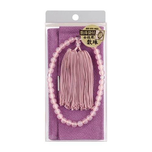 数珠セット 女性用 紅水晶風