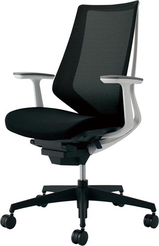 デュオラメッシュ白樹脂脚 T肘ブラックW