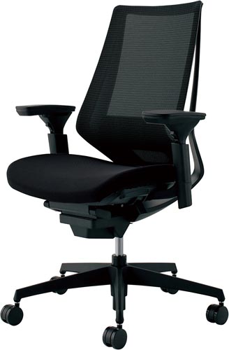 デュオラメッシュ黒樹脂脚ランバー可動肘ブラックV