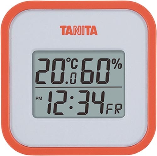 デジタル温湿度計 小 オレンジ