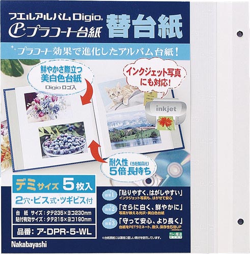 プラコート 替台紙 デミサイズ5枚 ホワイト×10