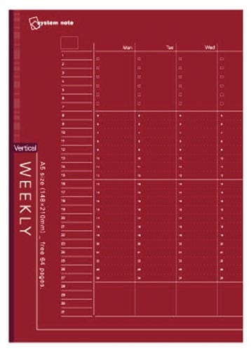 システムノートリフィル週間(バーチカル)A5×30