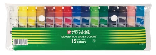 マット水彩15色セット12mlポリチューブ シース