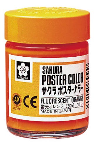 ポスターカラー30ml 蛍光オレンジ×5