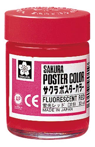 ポスターカラー30ml 蛍光レッド×5