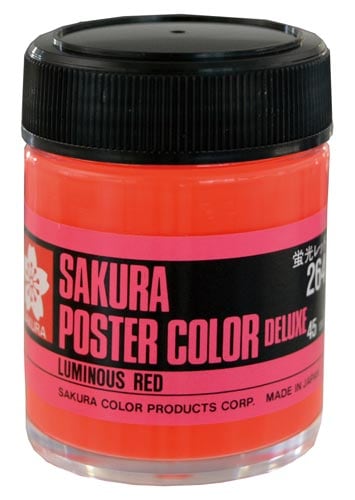 ポスターカラー45ml 蛍光レッド×5