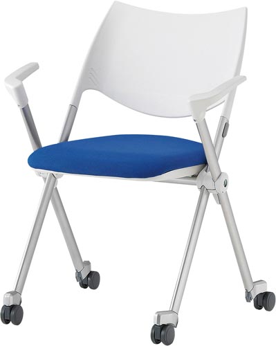 WSX肘付 背樹脂キャスター脚 ブルー