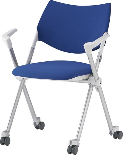 WSX肘付 背カバーキャスター脚 ブルー