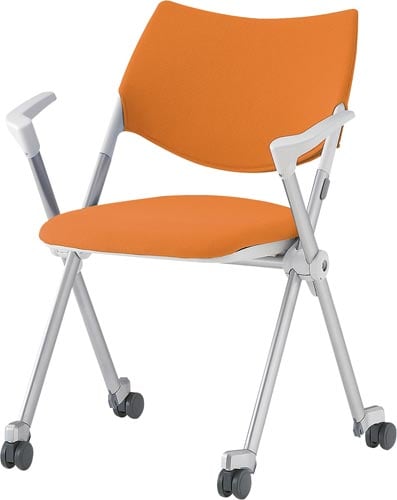 WSX肘付 背カバーキャスター脚 オレンジ