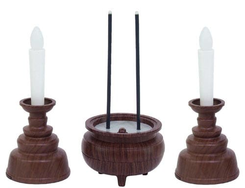 安心のろうそく2点・お線香セット 木目