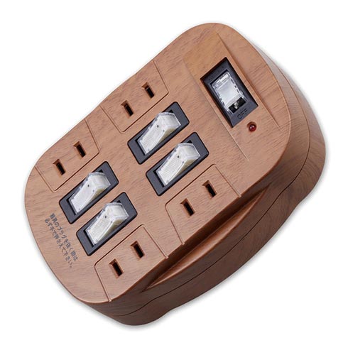雷ガード付4口節電コンセント 木目タイプ