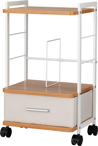 Katazuk引出付足元収納ワゴン幅350薄茶3台