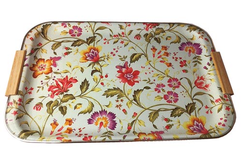 紙貼トレー 花物語 取っ手付 ノンスリップ加工