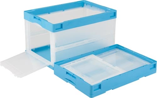 折りたたみコンテナー CB−51NR片扉ブルー透明