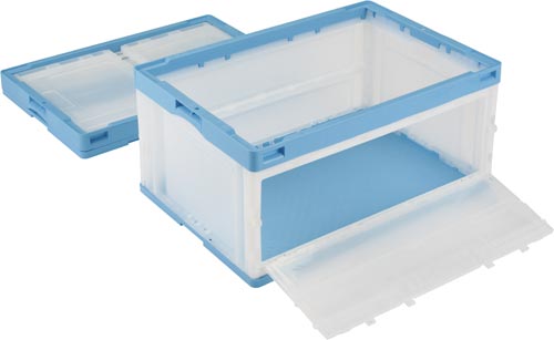 折りたたみコンテナーCB−76NR片扉Lブルー透明