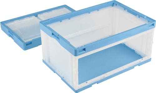 折りたたみコンテナーCB−76NR片扉なしL青透明