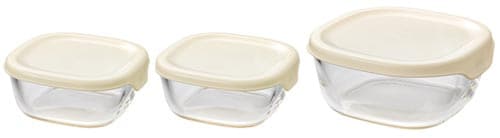 耐熱ガラス製保存容器3個セット ホワイト
