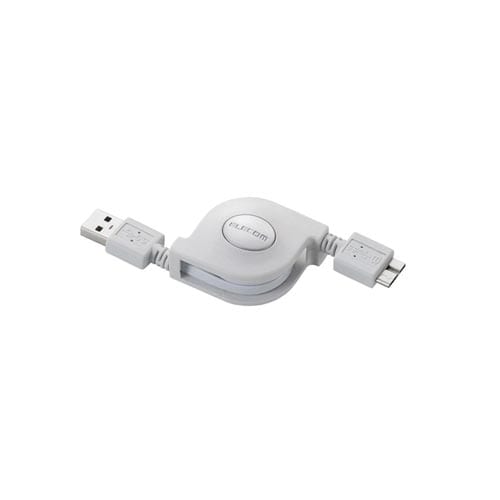 USB3.0巻取microBケーブル 0.7m 白