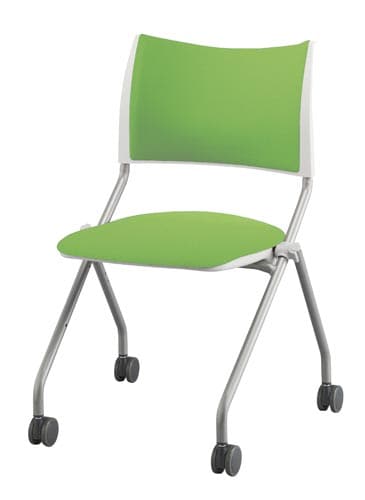 LTS−4Nネスティングチェア脚銀背パッド座布緑