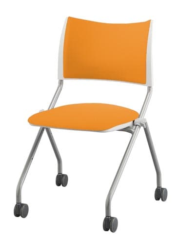 LTS−4Nネスティングチェア脚銀背パッド座布橙