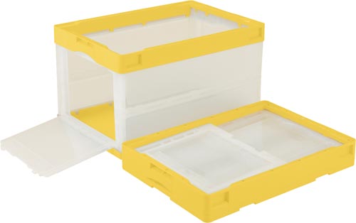 折りたたみコンテナーCB−51NR片扉イエロー透明