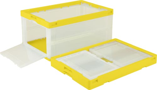 折りたたみコンテナーCB−76NR片扉イエロー透明