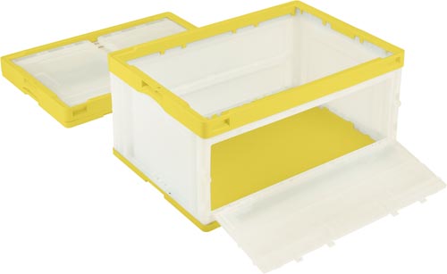 折りたたみコンテナーCB−76NR片扉Lイエロ透明