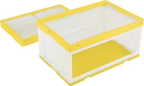 折りたたみコンテナーCB−76NR片扉なしL黄透明