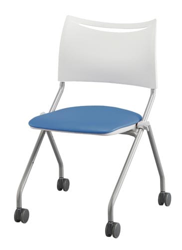 LTS−4Nネスティングチェア脚銀背樹脂座合皮青