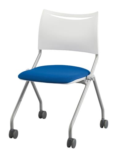 LTS−4Nネスティングチェア脚銀背樹脂座布青