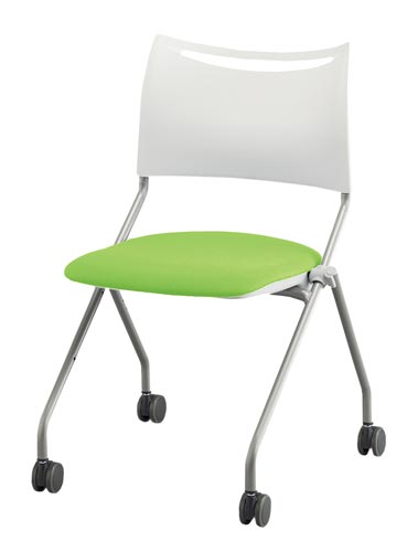 LTS−4Nネスティングチェア脚銀背樹脂座布緑