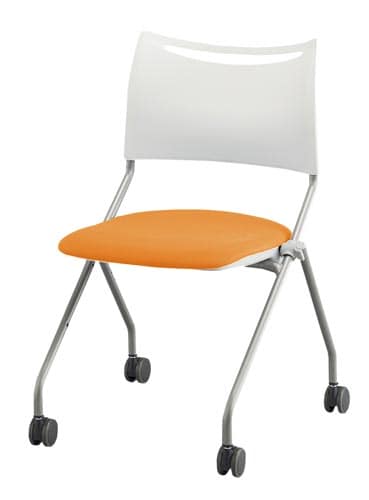 LTS−4Nネスティングチェア脚銀背樹脂座布橙