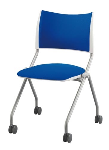 LTS−4Nネスティングチェア脚銀背パッド座布青