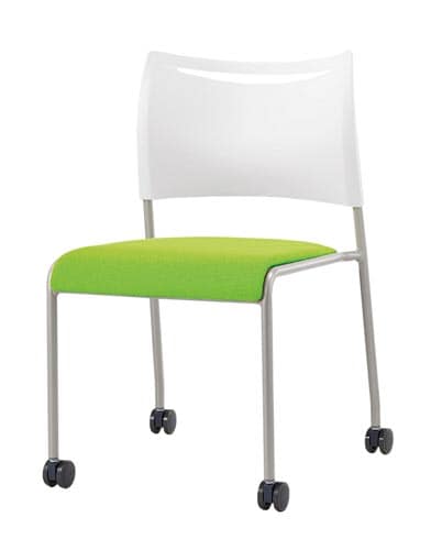 LTS−4Cキャスターチェア脚銀背樹脂座布緑