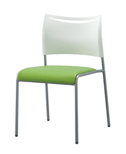 LTS−4Cキャスターチェア脚銀背樹脂座布青