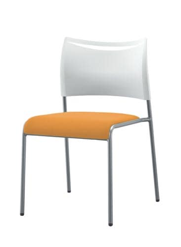 LTS−4チェア脚シルバー背樹脂座布オレンジ