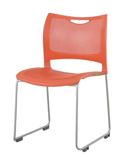 MC−MKチェア脚塗装背座樹脂メッシュキャロット