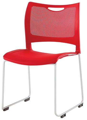 MC−MKチェア脚塗装背座樹脂メッシュレッド